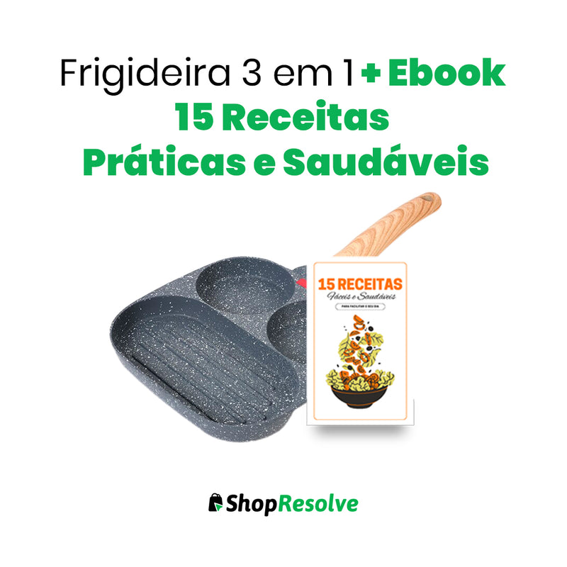 Frigideira Cookplus em cerâmica Antiaderente 3 em 1 + Brinde.